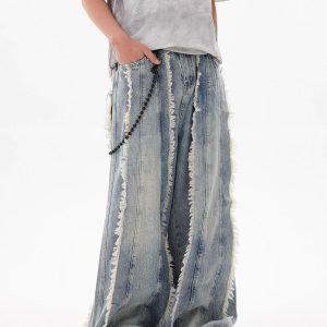 Concert Outfit Fringe Washed Jeans