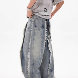 Concert Outfit Fringe Washed Jeans