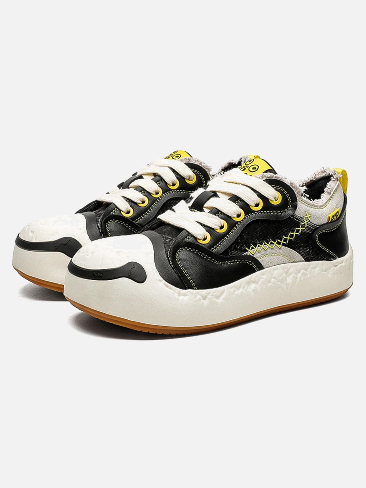 Concert Outfit Fun Big Toe Leather Spliced Sneakers Concert Outfit Fun Big Toe Leather Spliced Sneakers