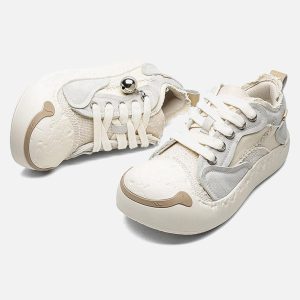 Concert Outfit Fun Big Toe Leather Spliced Sneakers