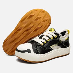 Concert Outfit Fun Big Toe Leather Spliced Sneakers