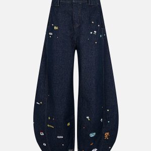 Concert Outfit Fun Embroidered Barrel Jeans