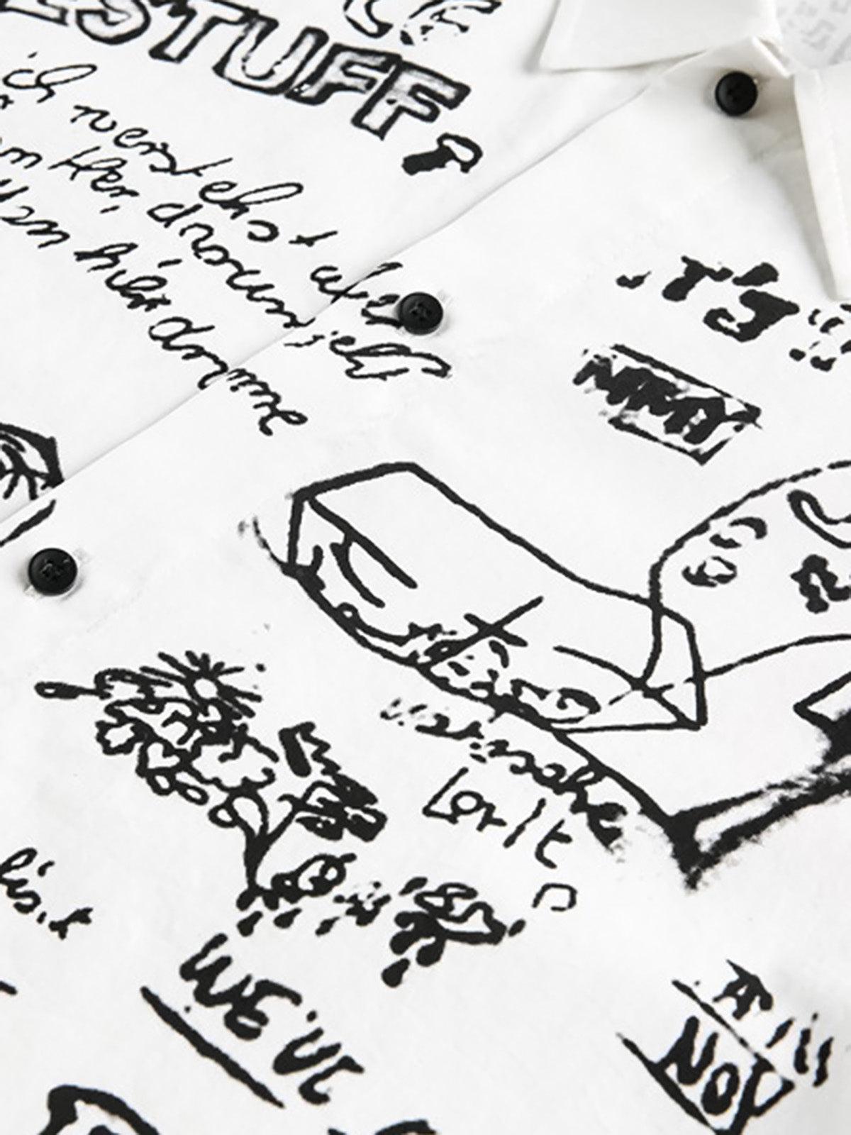 Concert Outfit Fun Graffiti Print Short Sleeve Shirt Concert Outfit Fun Graffiti Print Short Sleeve Shirt