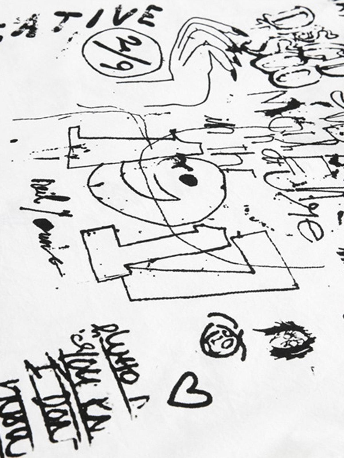 Concert Outfit Fun Graffiti Print Short Sleeve Shirt Concert Outfit Fun Graffiti Print Short Sleeve Shirt