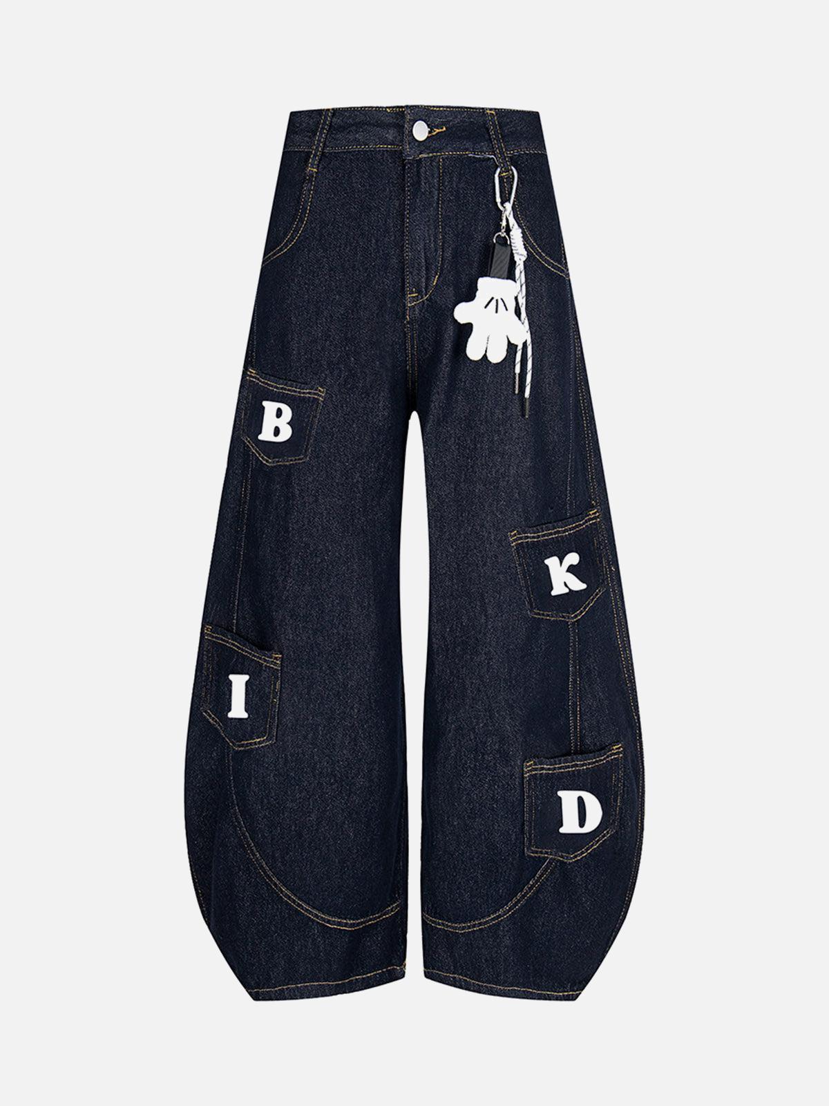 Concert Outfit Fun Letter Pocket Barrel Jeans Concert Outfit Fun Letter Pocket Barrel Jeans