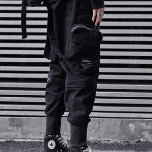 Concert Outfit Function Buttons Ribbons Stereoscopic Pockets Cargo Pants