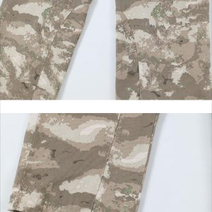 Concert Outfit Functional Camouflage Straight-Leg Cargo Pants