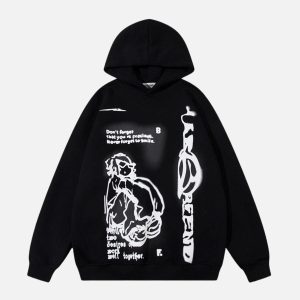 Concert Outfit Funny Cartoon Print Hoodie