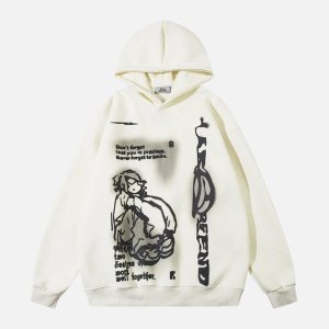 Concert Outfit Funny Cartoon Print Hoodie