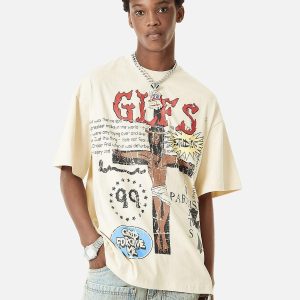 Concert Outfit Funny Jesus Graffiti Street Rap T-Shirt
