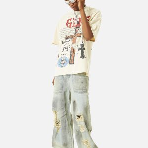 Concert Outfit Funny Jesus Graffiti Street Rap T-Shirt