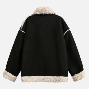 Concert Outfit Fur Collar Zip Up Sherpa-Lined Jacket