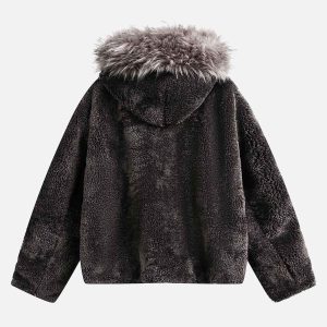 Concert Outfit Fur Hooded Quilted Sherpa Jacket