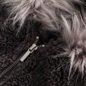 Concert Outfit Fur Hooded Quilted Sherpa Jacket