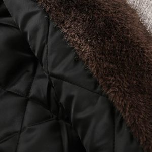 Concert Outfit Fur Hooded Zip Up Quilted Jacket