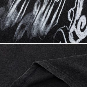 Concert Outfit Fuzzy Font Print Washed Tee