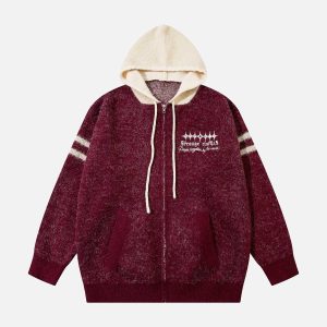 Concert Outfit Fuzzy Zipper Hooded Sweater