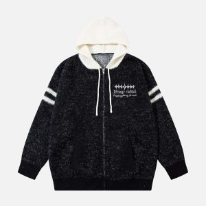 Concert Outfit Fuzzy Zipper Hooded Sweater