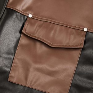 Concert Outfit Gangster Rap Patchwork Contrast Leather Shirt