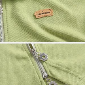 Concert Outfit Geometric Zip Up Crop Tee