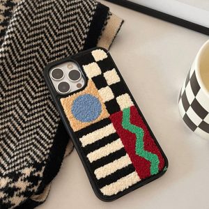 Concert Outfit Geometry Patchwork Plush Mobile Phone Case