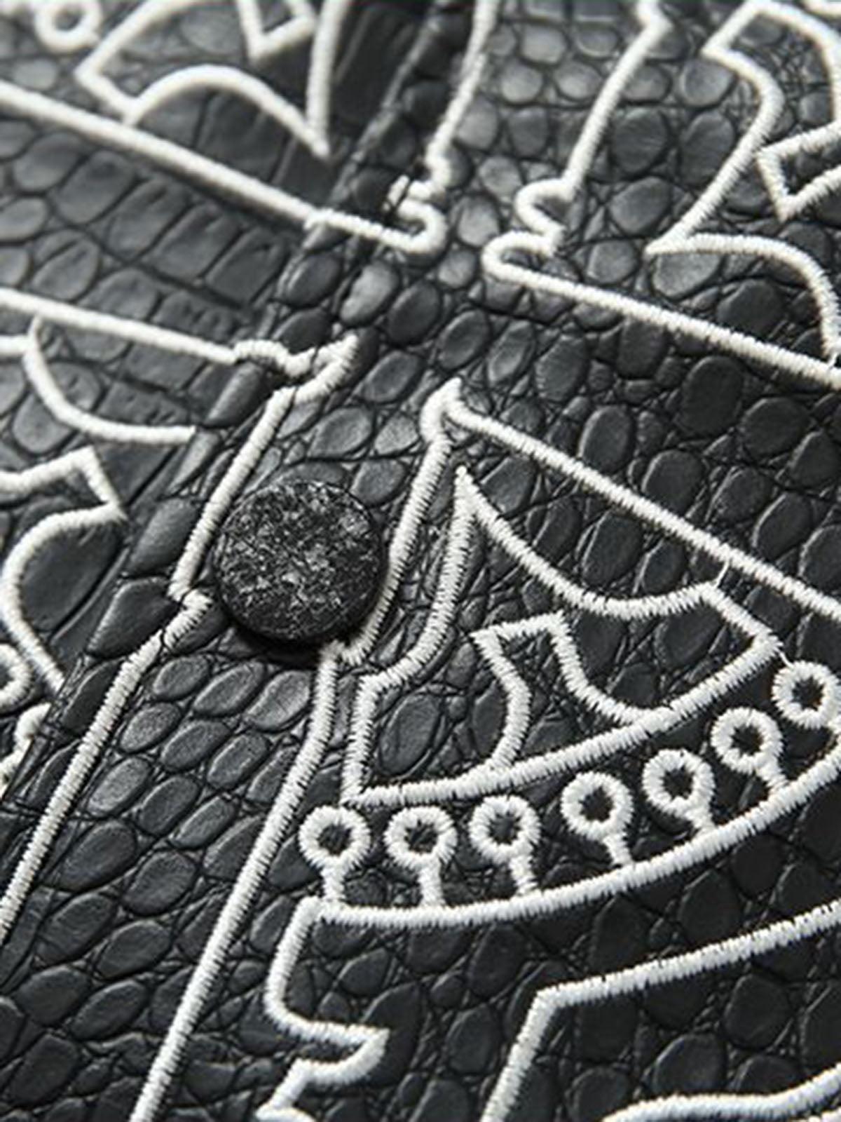 Concert Outfit Gothic Cross Embroidery Crocodile Leather Bomber Jacket Concert Outfit Gothic Cross Embroidery Crocodile Leather Bomber Jacket