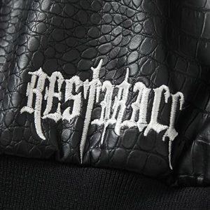 Concert Outfit Gothic Cross Embroidery Crocodile Leather Bomber Jacket