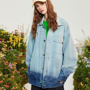 Concert Outfit Gradient Denim Jacket