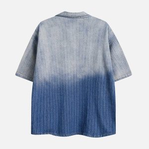 Concert Outfit Gradient Denim Short-Sleeve Shirt