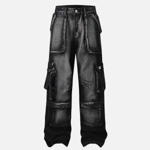 Concert Outfit Gradient Multi-Pocket Cargo Jeans