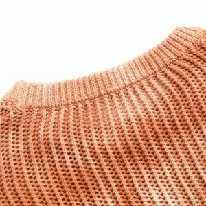 Concert Outfit Gradient Ombre Knit Crew Neck Sweater