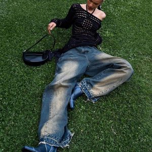 Concert Outfit Gradient Raw Edge Jeans