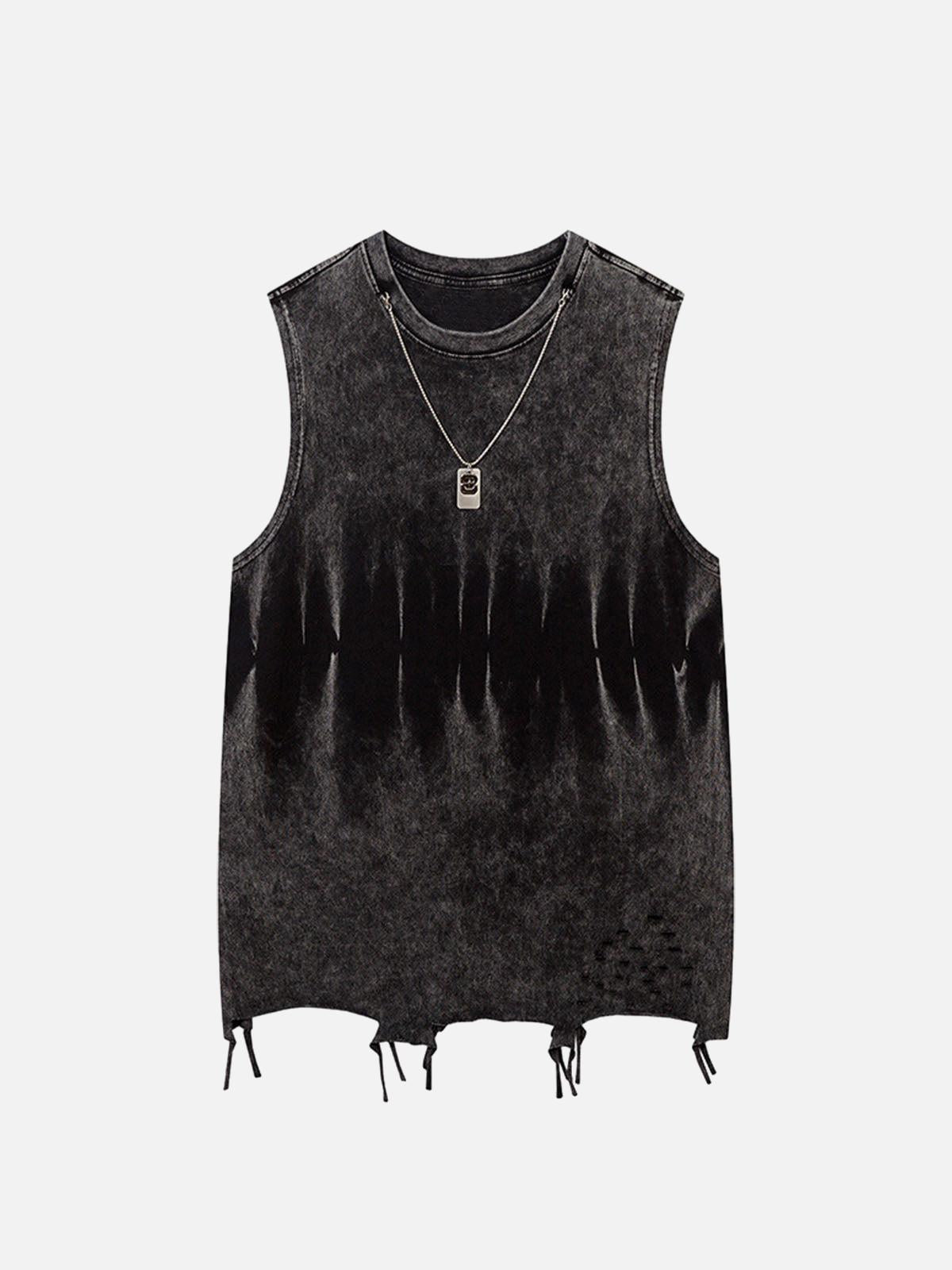 Concert Outfit Gradient Tie-Dye Raw Edge Vest Concert Outfit Gradient Tie-Dye Raw Edge Vest