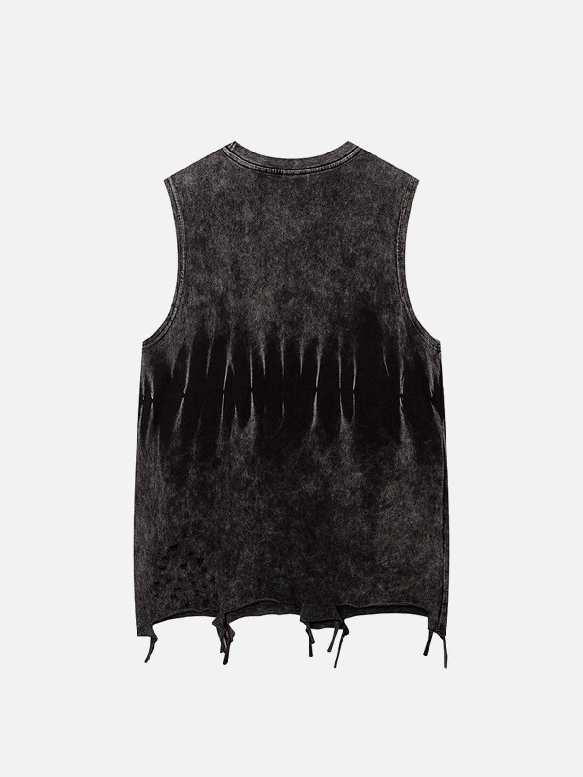 Concert Outfit Gradient Tie-Dye Raw Edge Vest Concert Outfit Gradient Tie-Dye Raw Edge Vest