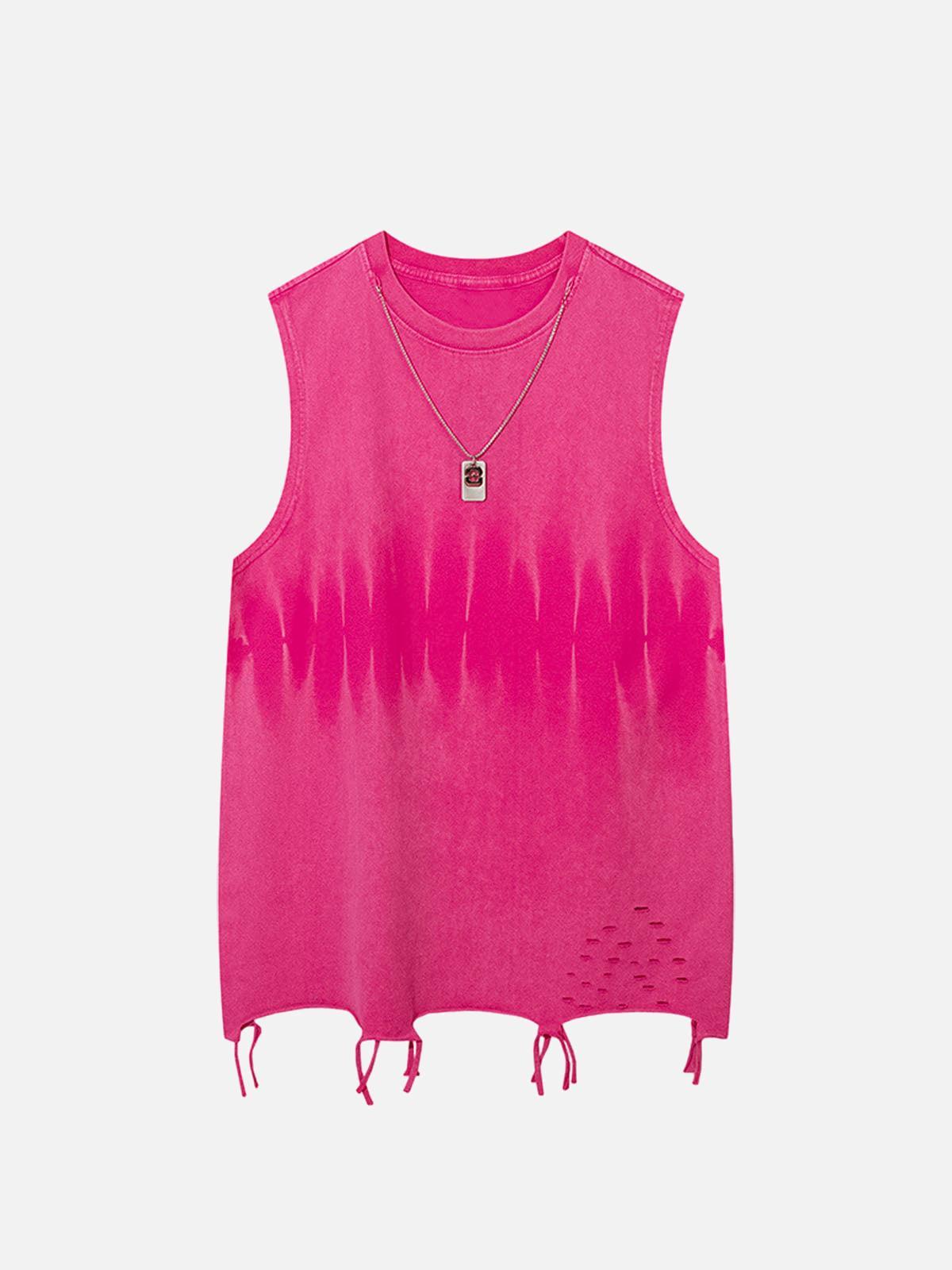 Concert Outfit Gradient Tie-Dye Raw Edge Vest Concert Outfit Gradient Tie-Dye Raw Edge Vest