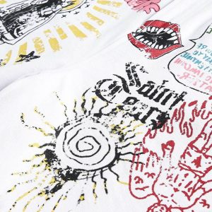 Concert Outfit Graffiti Art Denim Shorts