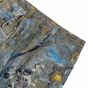 Concert Outfit Graffiti BORO Destruction Chain Jeans