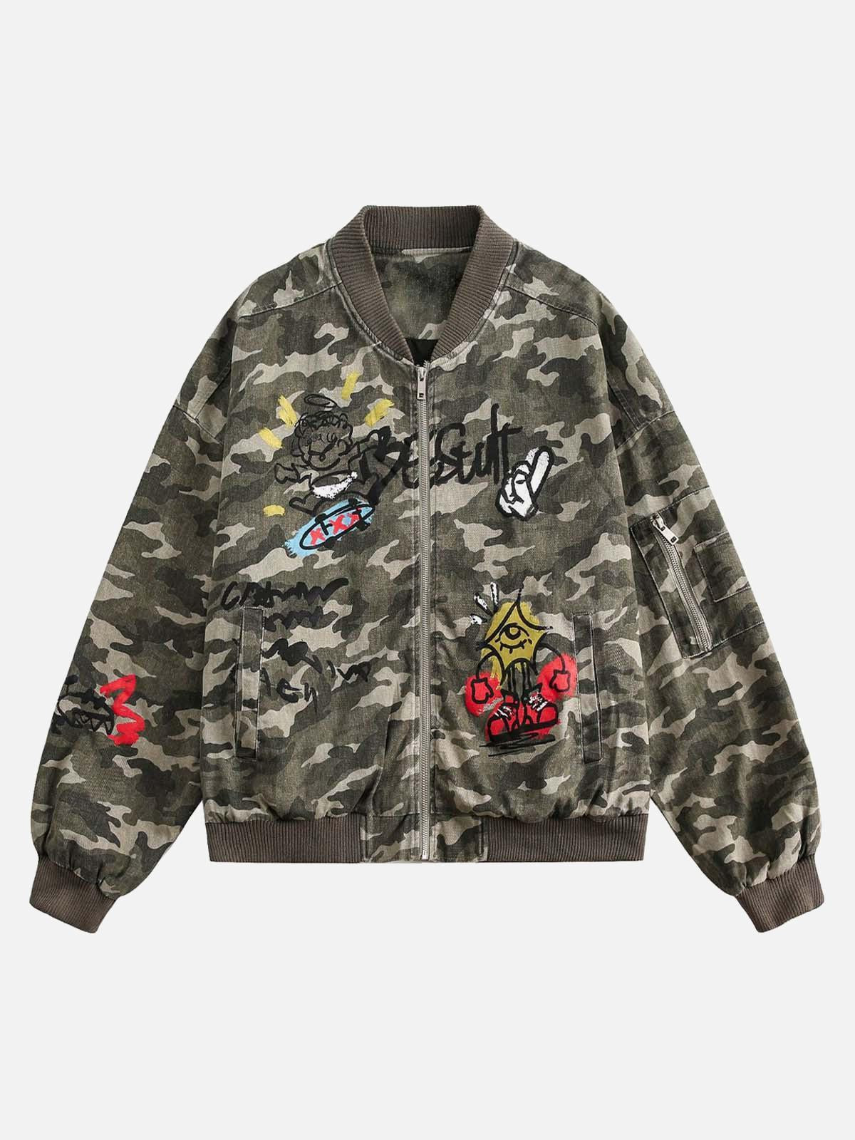 Concert Outfit Graffiti Camouflage Baseball Bomber Jacket Concert Outfit Graffiti Camouflage Baseball Bomber Jacket