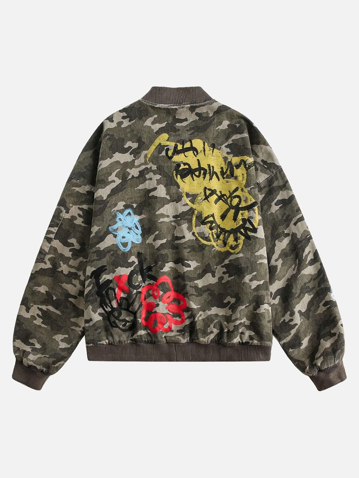 Concert Outfit Graffiti Camouflage Baseball Bomber Jacket Concert Outfit Graffiti Camouflage Baseball Bomber Jacket