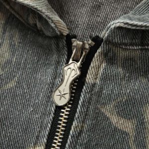 Concert Outfit Graffiti Camouflage Patchwork Hooded Jacket