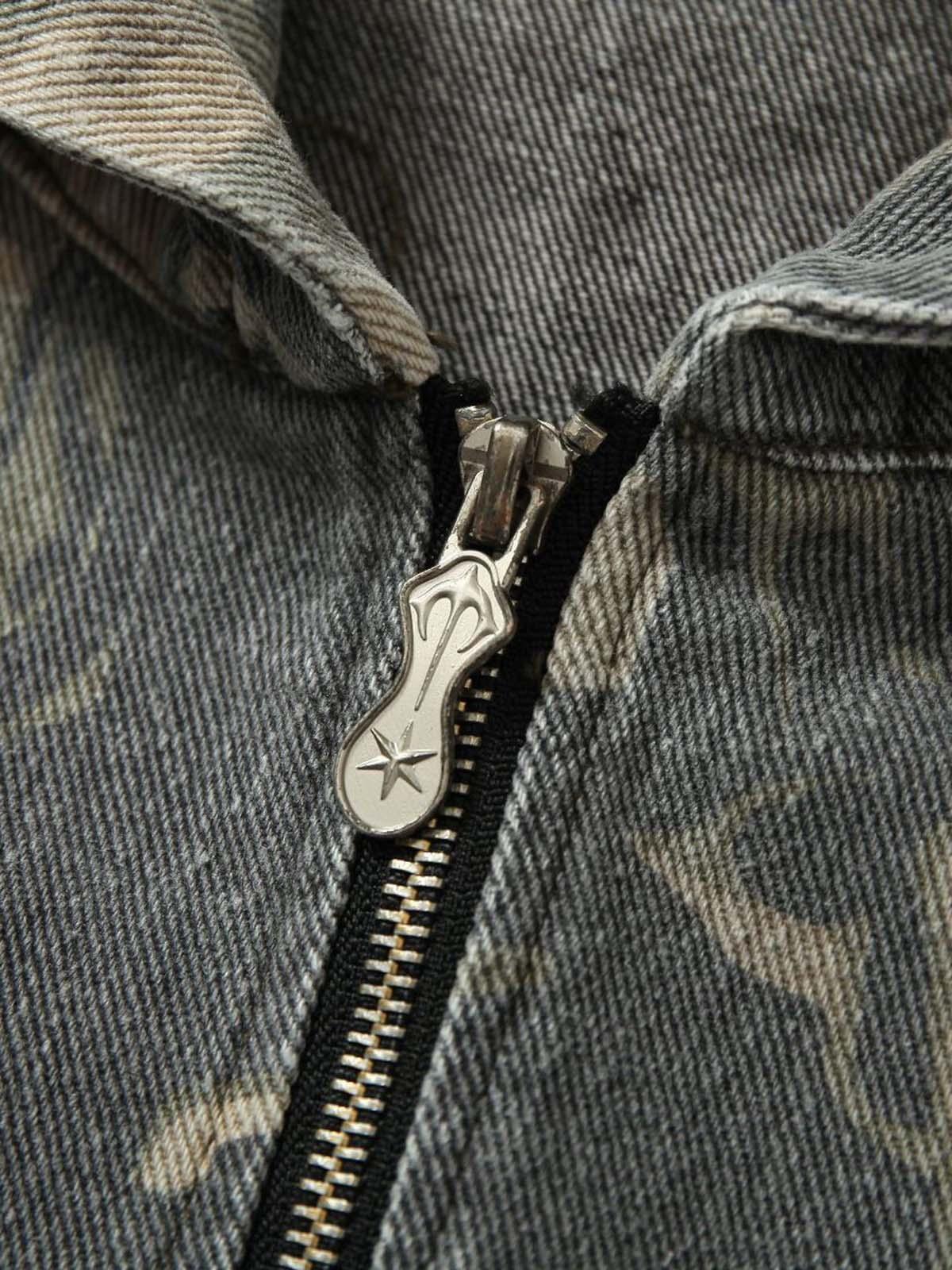 Concert Outfit Graffiti Camouflage Patchwork Hooded Jacket Concert Outfit Graffiti Camouflage Patchwork Hooded Jacket