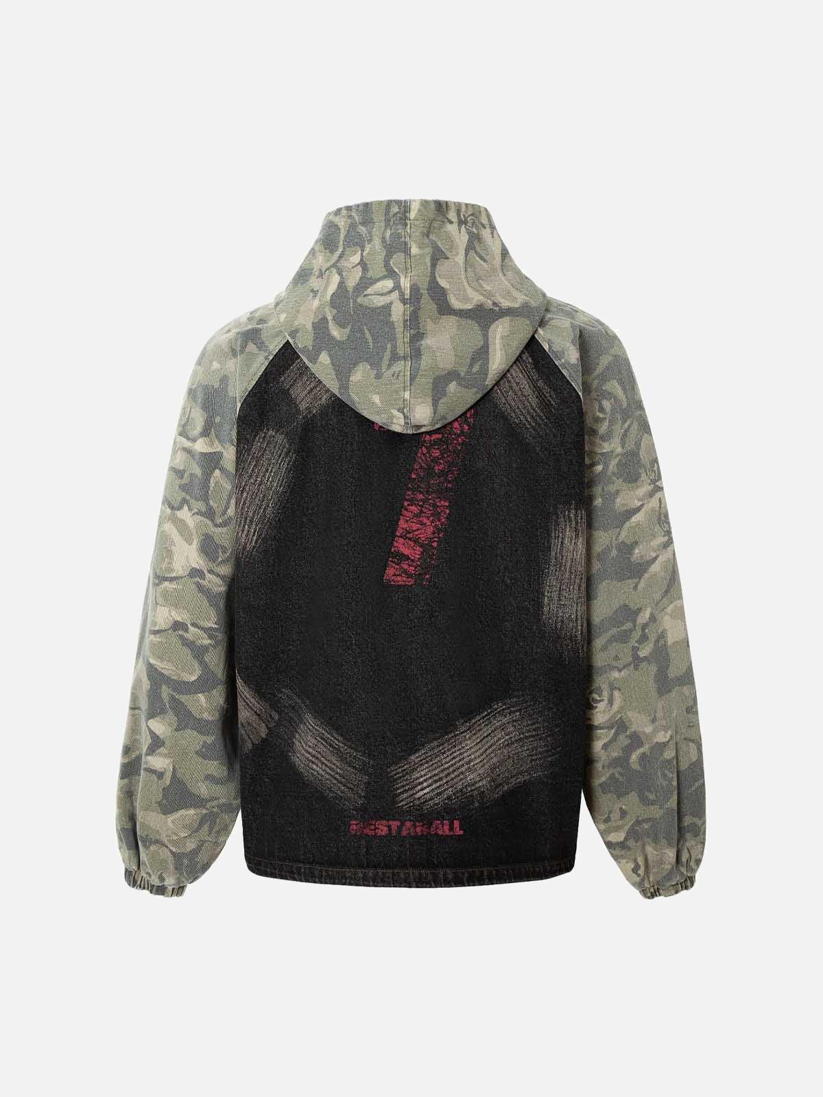 Concert Outfit Graffiti Camouflage Patchwork Hooded Jacket Concert Outfit Graffiti Camouflage Patchwork Hooded Jacket