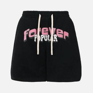 Concert Outfit Graffiti Drawstring Cotton Shorts