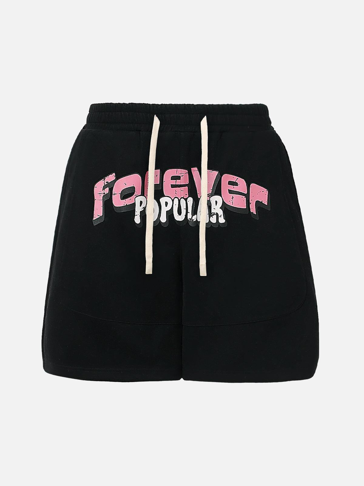 Concert Outfit Graffiti Drawstring Cotton Shorts Concert Outfit Graffiti Drawstring Cotton Shorts