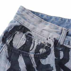 Concert Outfit Graffiti Letter Denim Shorts