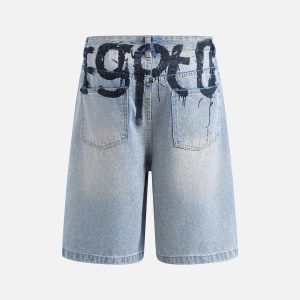 Concert Outfit Graffiti Letter Denim Shorts