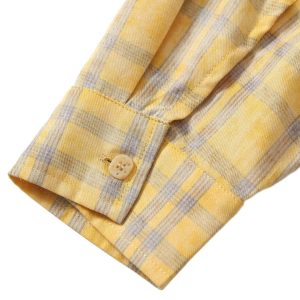 Concert Outfit Graffiti Letter Print Long Sleeve Plaid Polo Shirt