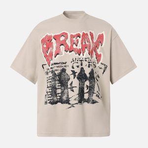 Concert Outfit Graphic 'BREAK' Print T-Shirt