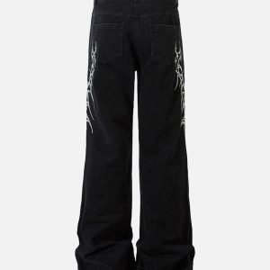 Concert Outfit Graphic Embroidered Straight Jeans