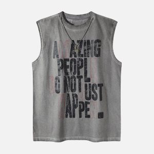 Concert Outfit Graphic Lettering Chain Vest